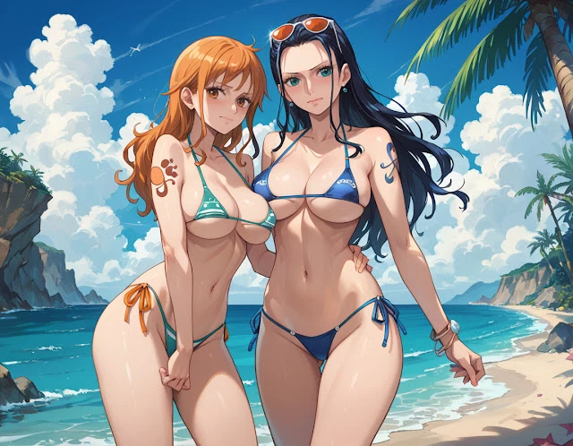 Nami và Nico Robin cùng diện bikini