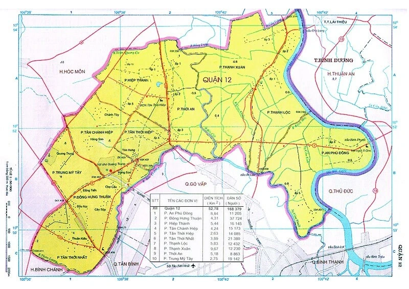 Vị trí địa lý của quận 12