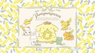 Hình nền Pompompurin nền vàng hoa