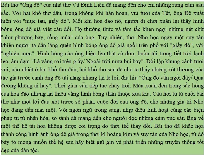 Cảm xúc sau khi đọc bài thơ