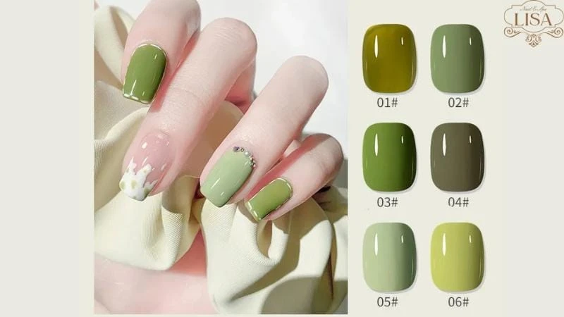 Mẫu nail màu xanh bơ