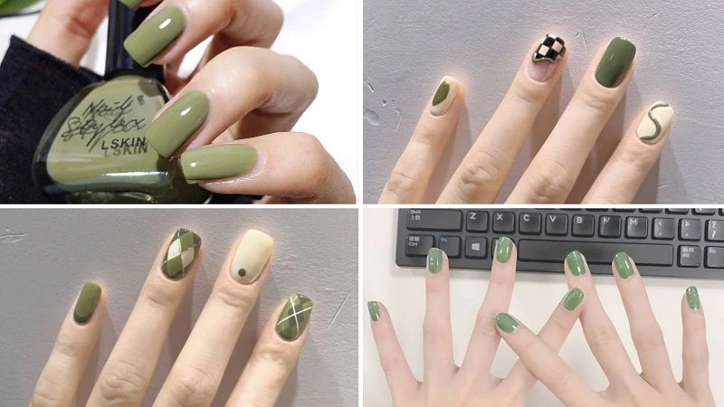 Mẫu nail xanh bơ đẹp mắt