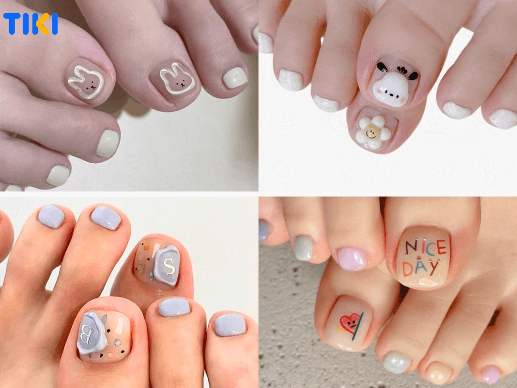 Mẫu nail chân đẹp với tông màu pastel