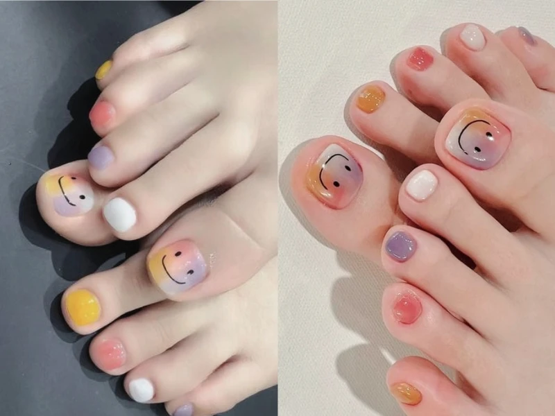 Nail chân họa tiết dễ thương