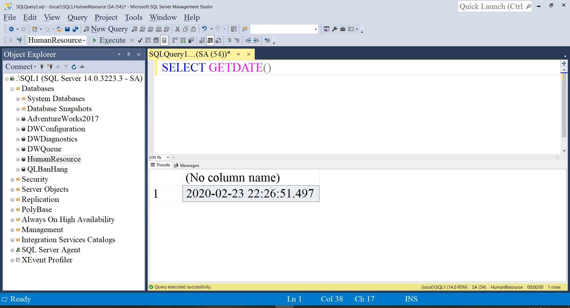 GETDATE function in SQL