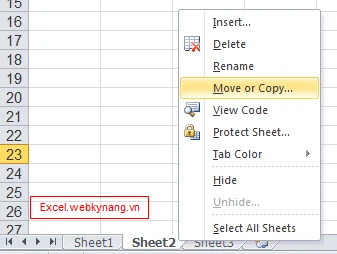 Cách di chuyển sheet trong Excel