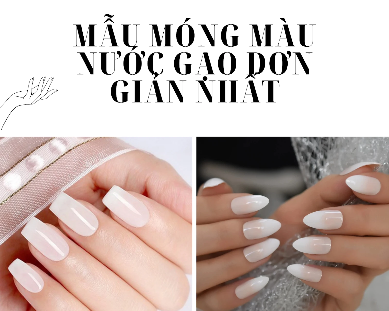 Nail trắng gạo với các họa tiết