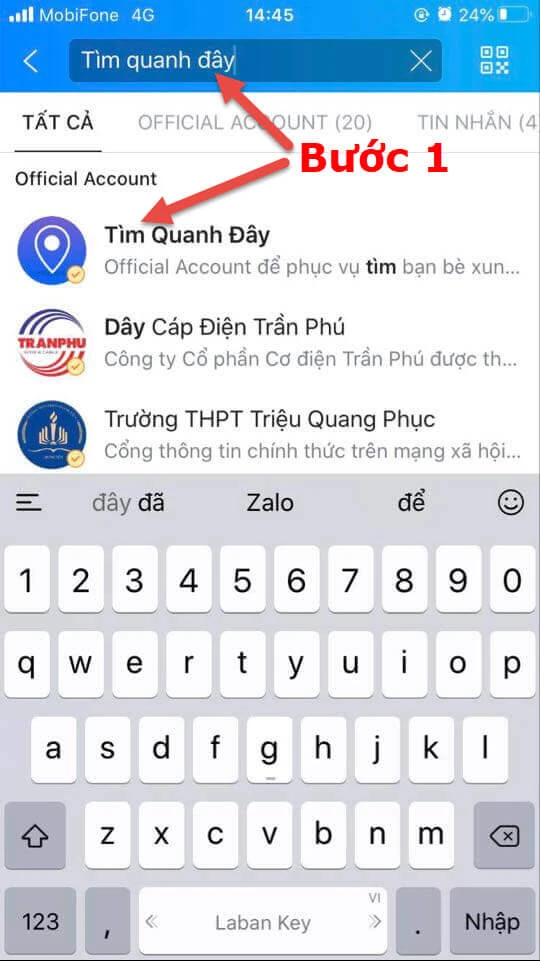 Bật tính năng tìm quanh đây trên Zalo