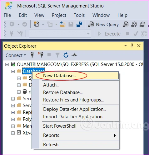 Tạo cơ sở dữ liệu mới trong SQL Server