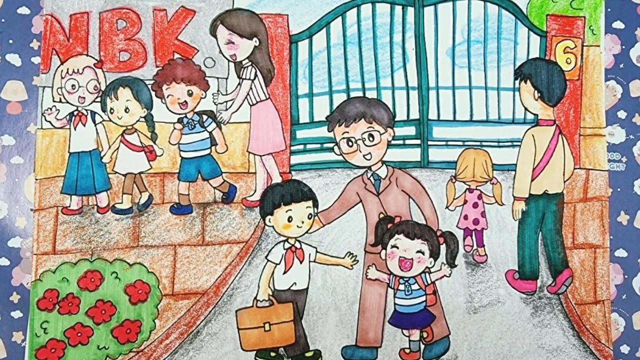 Vẽ cổng trường