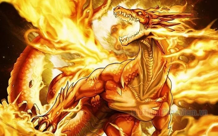 Hình nền rồng 3D vàng