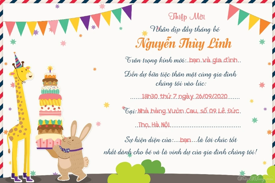Tạo Thiệp Đầy Tháng Online
