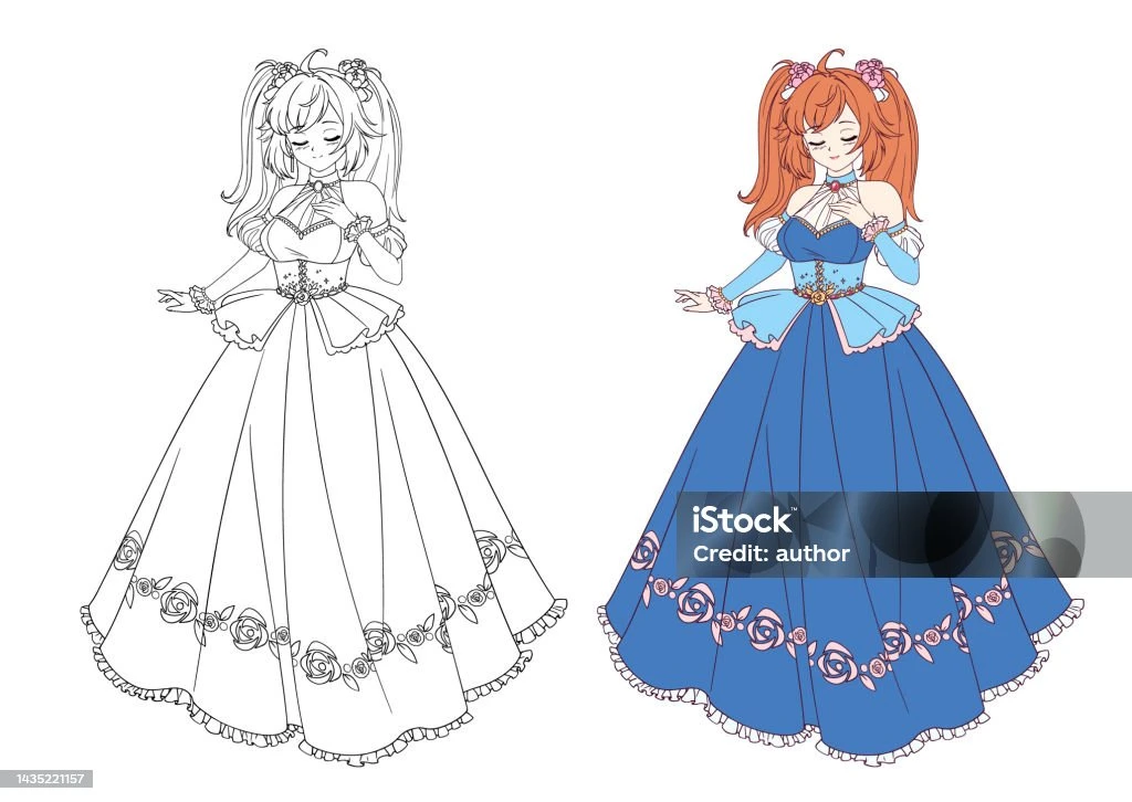 Anime Princess with Blue Dress
