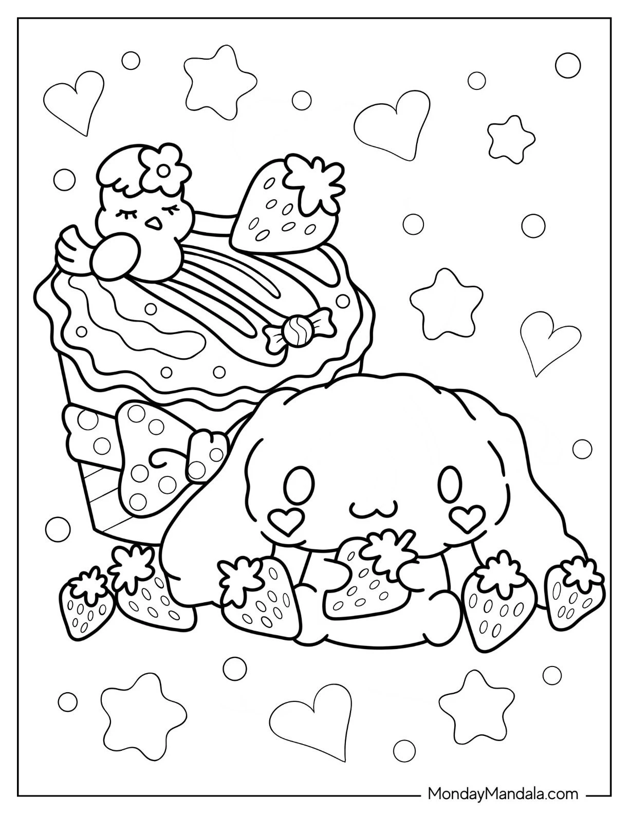 Cinnamoroll hugging strawberry
