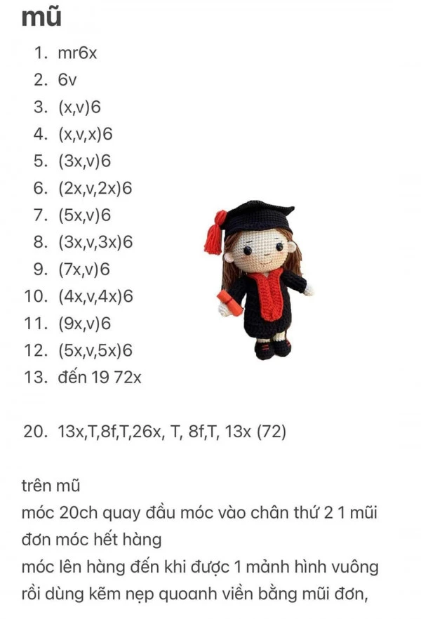Chart móc búp bê tốt nghiệp