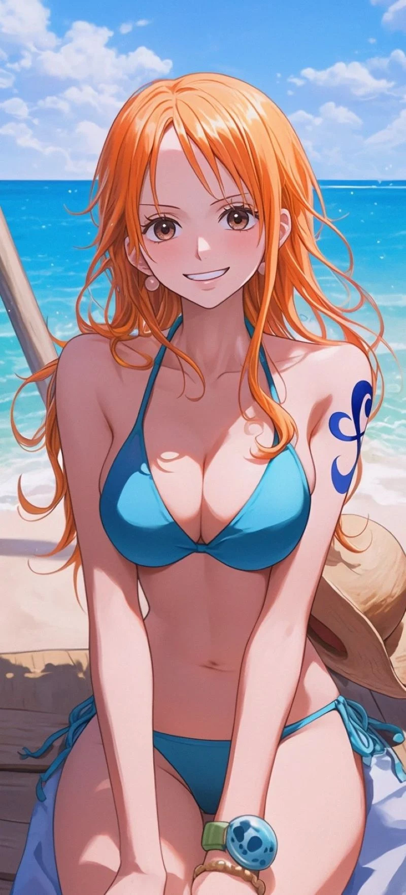 Nami trong bộ bikini màu vàng