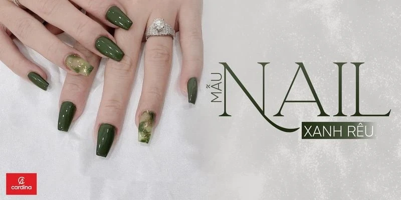 Mẫu nail xanh rêu