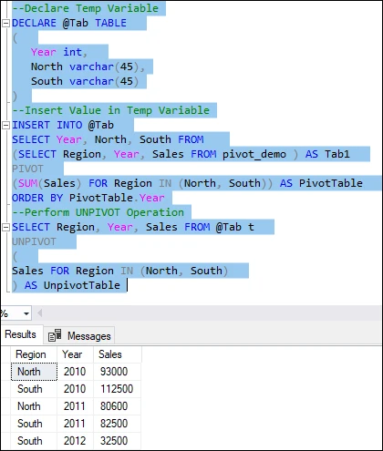 Mệnh đề PIVOT trong SQL Server
