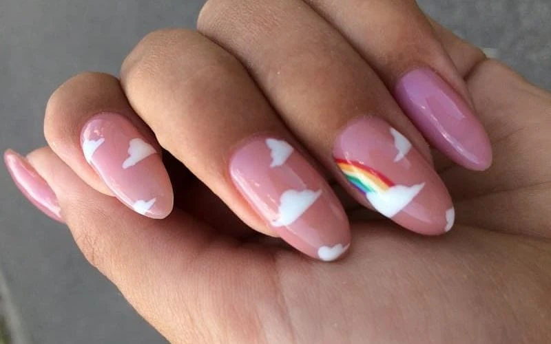 Mẫu móng kết hợp với họa tiết