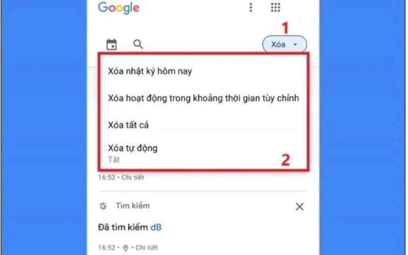 Chọn thời gian xóa