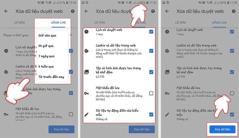 Xóa dữ liệu duyệt web