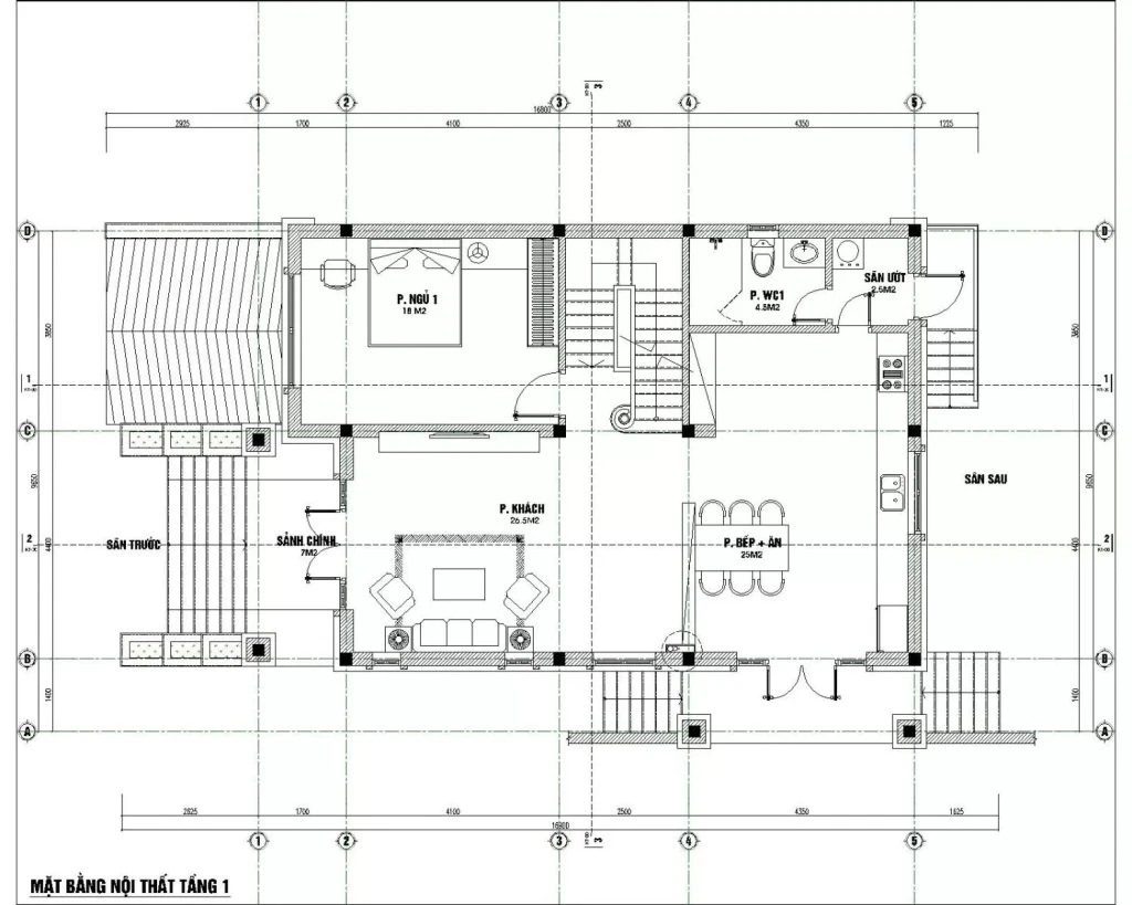 Nhà 2 tầng mái bằng 8x10m