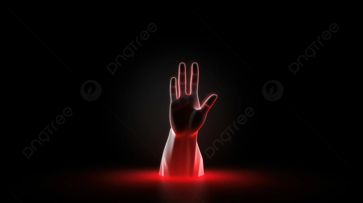 Red Glowing Hand in the Dark