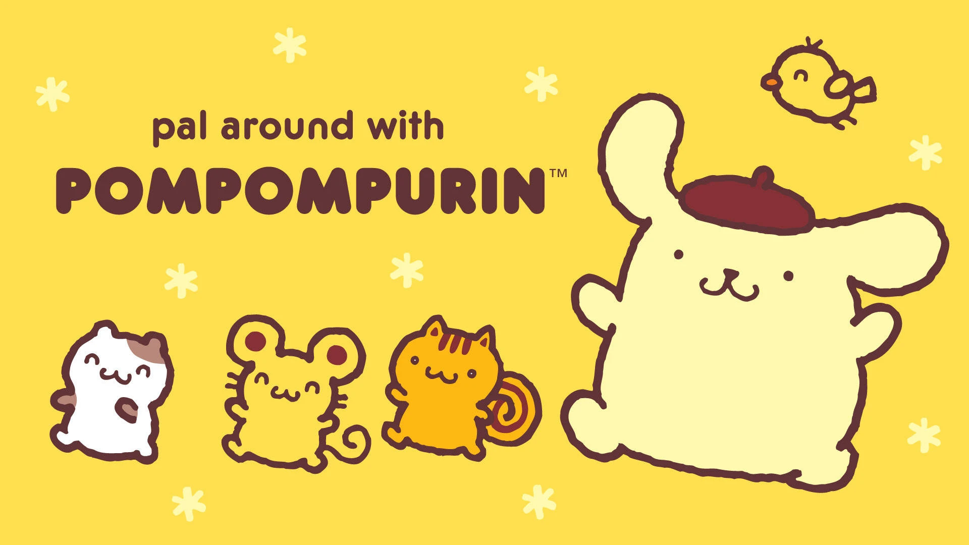 Pompompurin trong vườn hoa