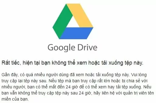 Giới hạn tải file trên Google Drive