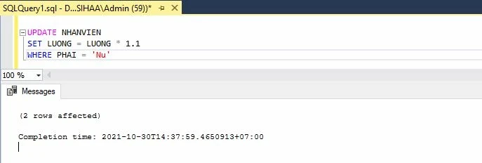 Lưu ý khi sử dụng lệnh UPDATE