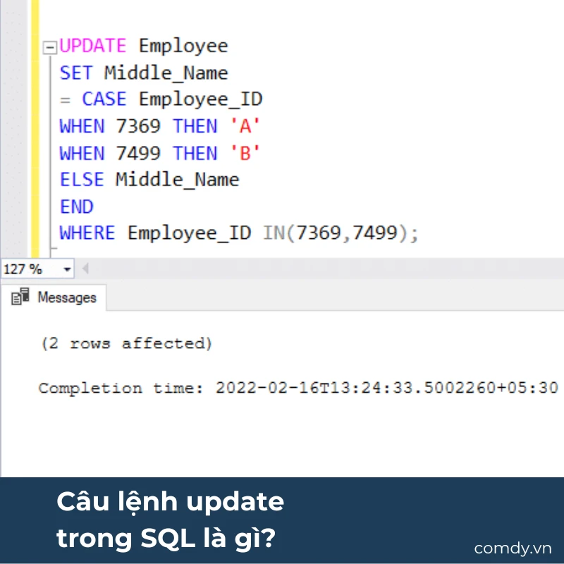 Chỉnh sửa dữ liệu trong SQL