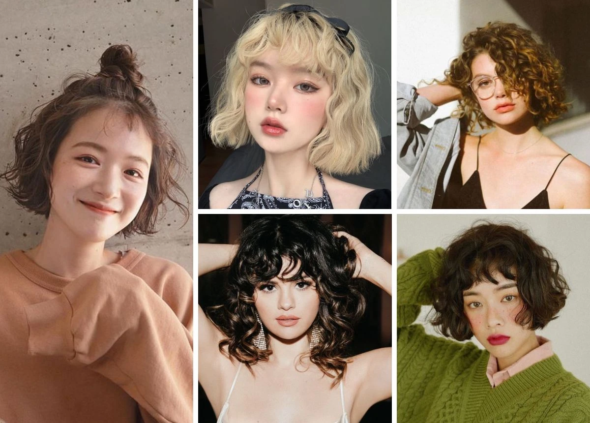 Tóc ngắn uốn xoăn xù mì