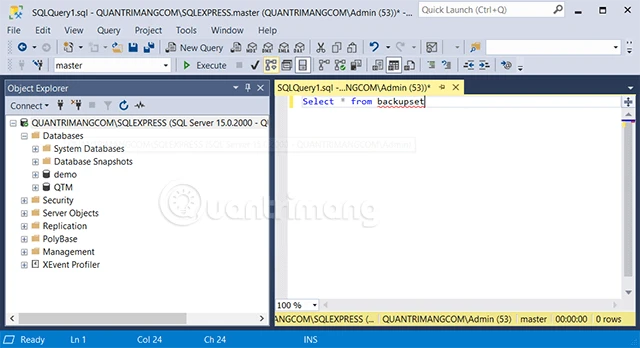 Chọn Database