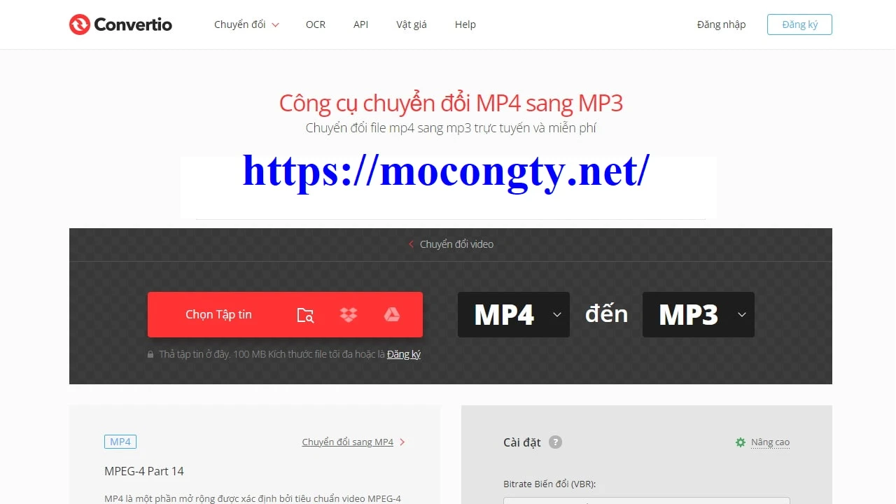 Công cụ Convertio chuyển đổi video sang âm thanh