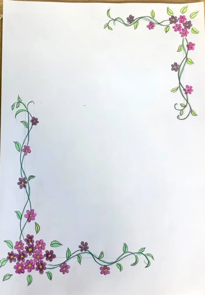 Vẽ khung báo tường với hoa dây leo