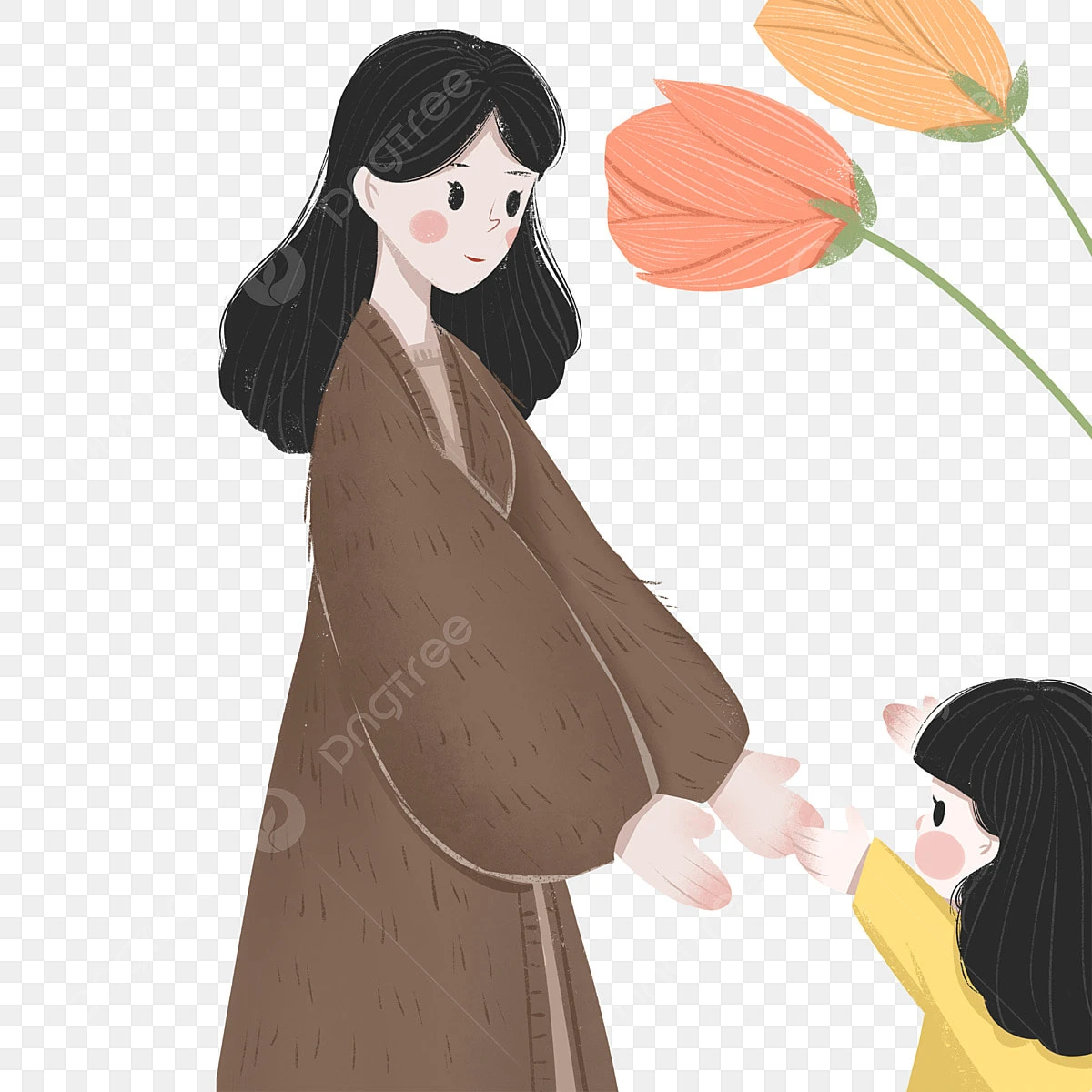 Mẹ và con gái trong trang phục truyền thống