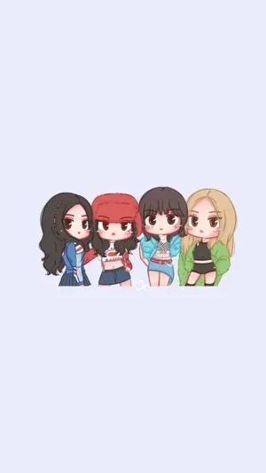 Hình ảnh chibi trong trang phục đặc trưng của nhóm