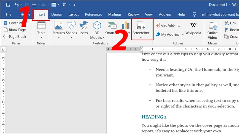 Chụp ảnh màn hình trong Word