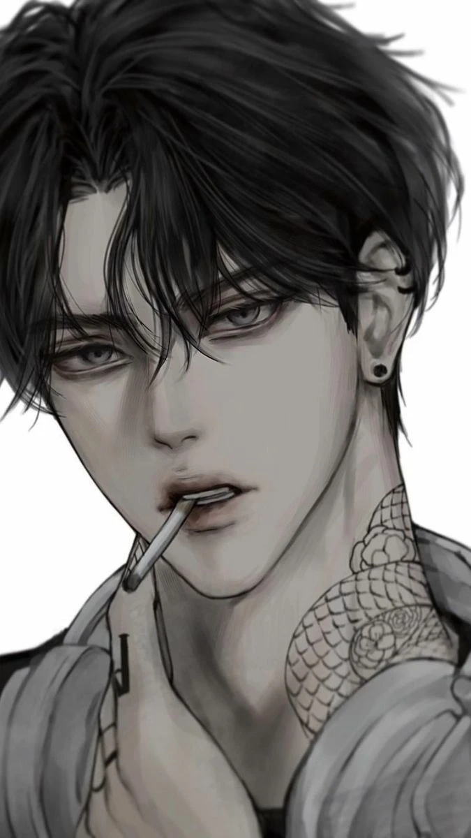 Chàng trai anime ngầu trong bối cảnh hành động