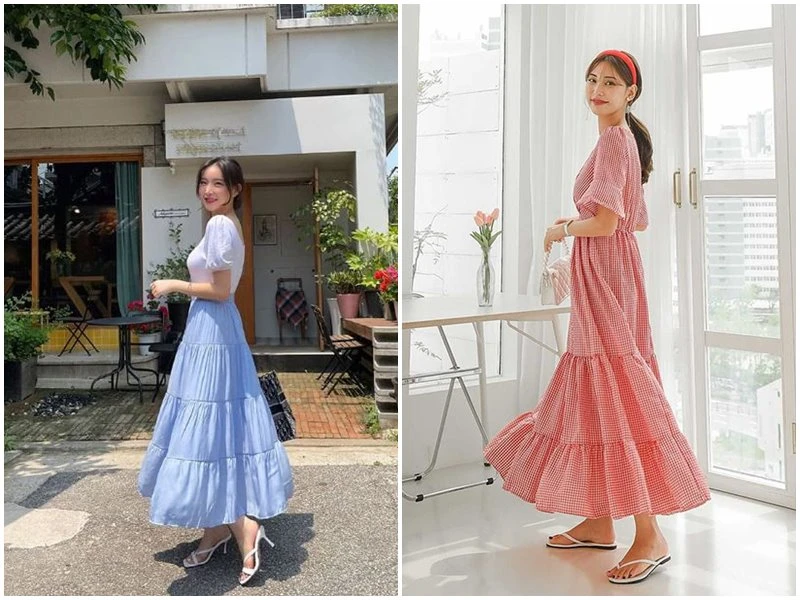 Tạo dáng xoay người với váy