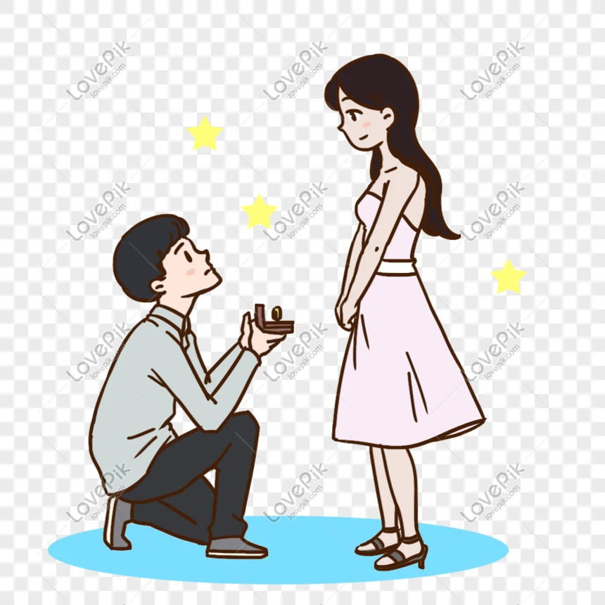 Cảnh cầu hôn lãng mạn trong công viên