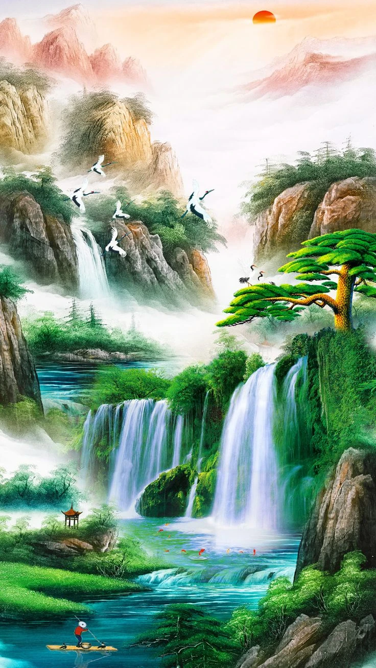Hình nền thác nước tươi mát
