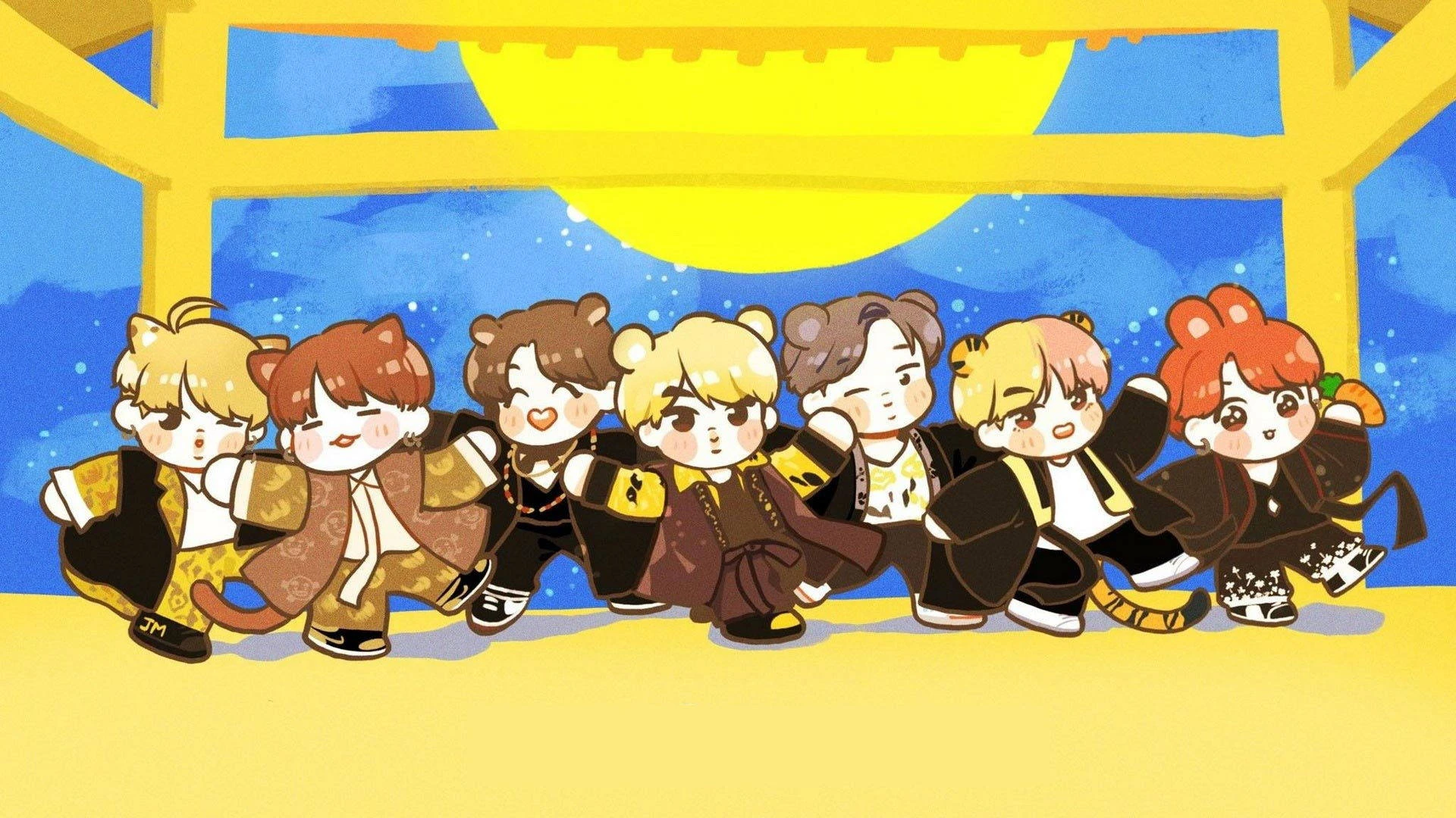Hình nền chibi BTS trong lúc nhảy múa
