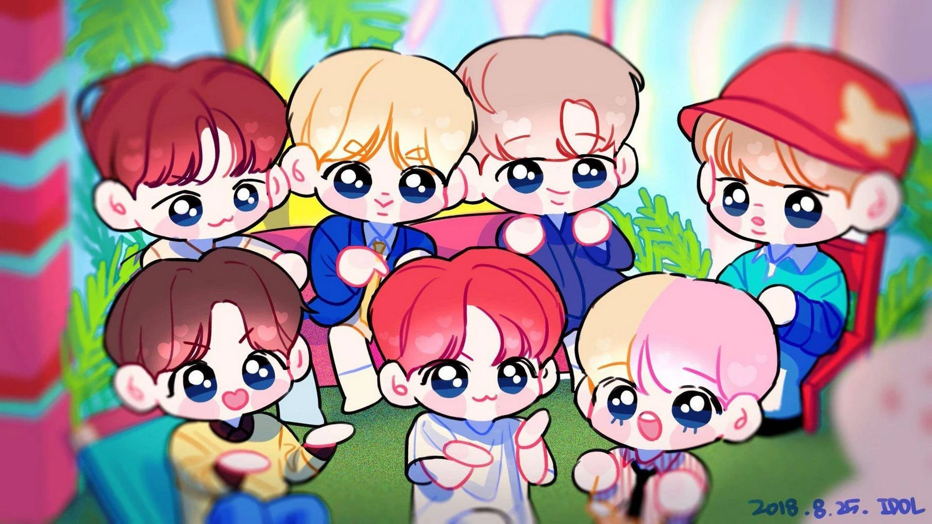Hình nền chibi BTS trong các hoạt động hàng ngày
