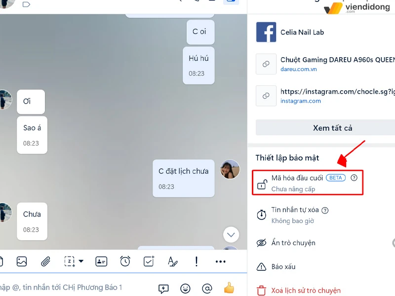 Cách tắt mã hóa đầu cuối Zalo trên máy tính