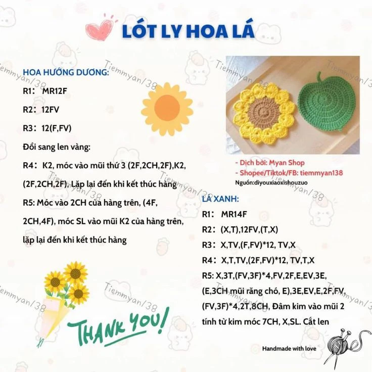 Miếng lót ly hoa