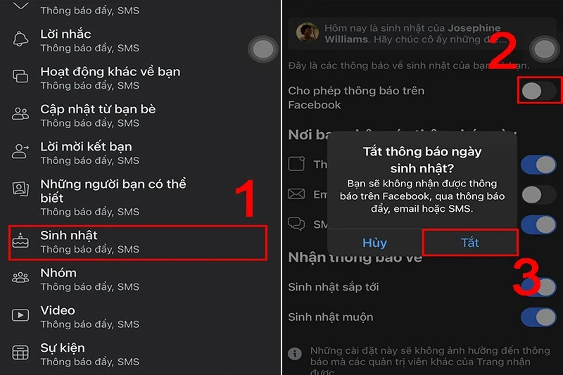 Thông báo sinh nhật trên Facebook