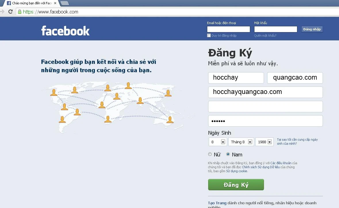 Hướng dẫn tạo tài khoản Facebook