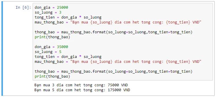 Vi dụ về hàm format
