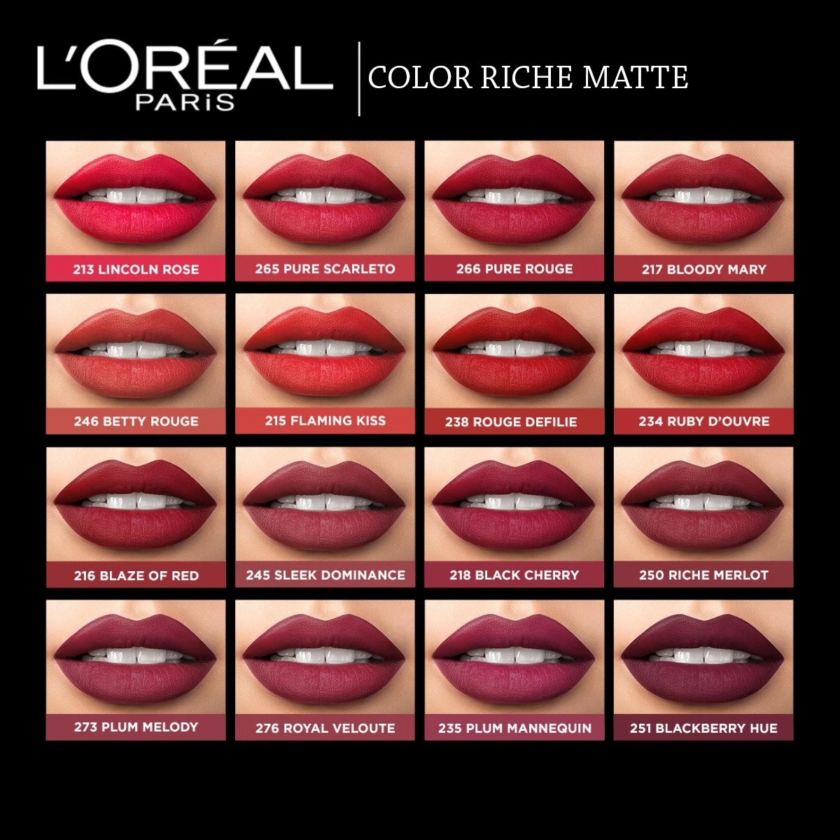 Bảng màu son L'Oréal